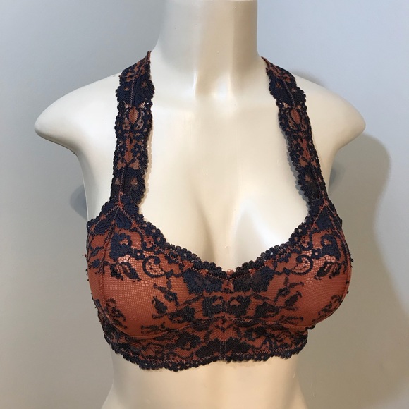 Free People Other - FREE PEOPLE NWT Black & Copper Lace Halter Bra S